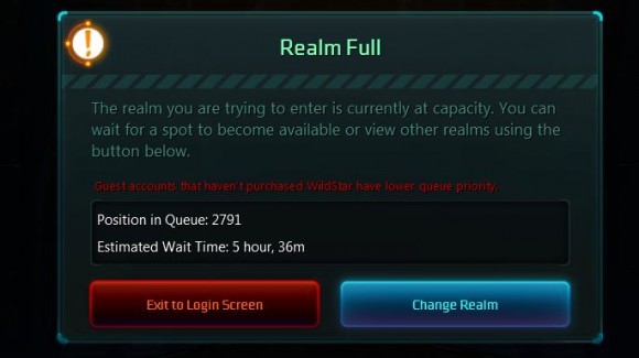 Wildstar head start queue during DDoS